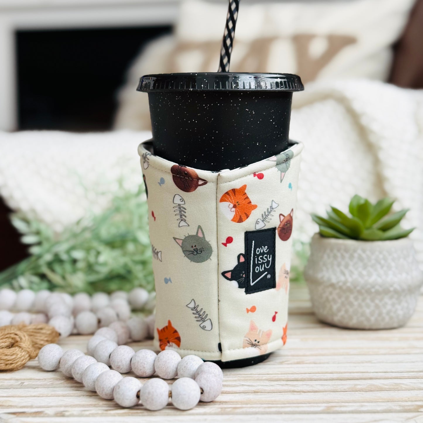 Cats + Snacks | Handmade Reusable Cup Sleeve