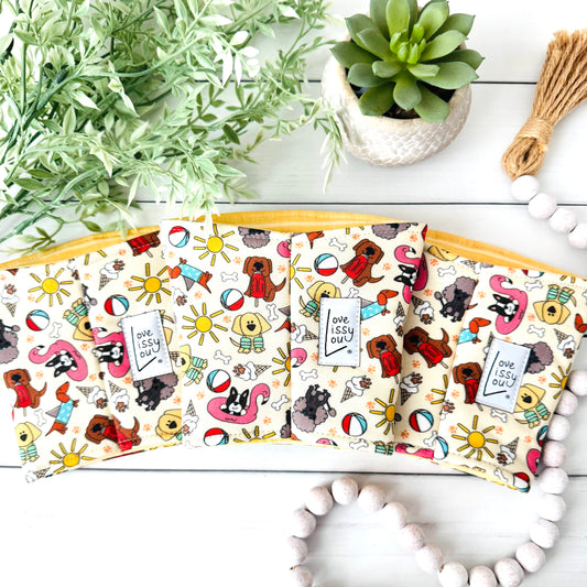 Summer Dogs Iced Coffee Cozy | Handmade Reusable Cup Sleeve