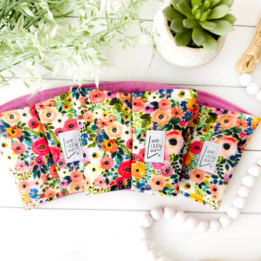 Watercolor Roses Iced Coffee Cozy | Handmade Reusable Cup Sleeve