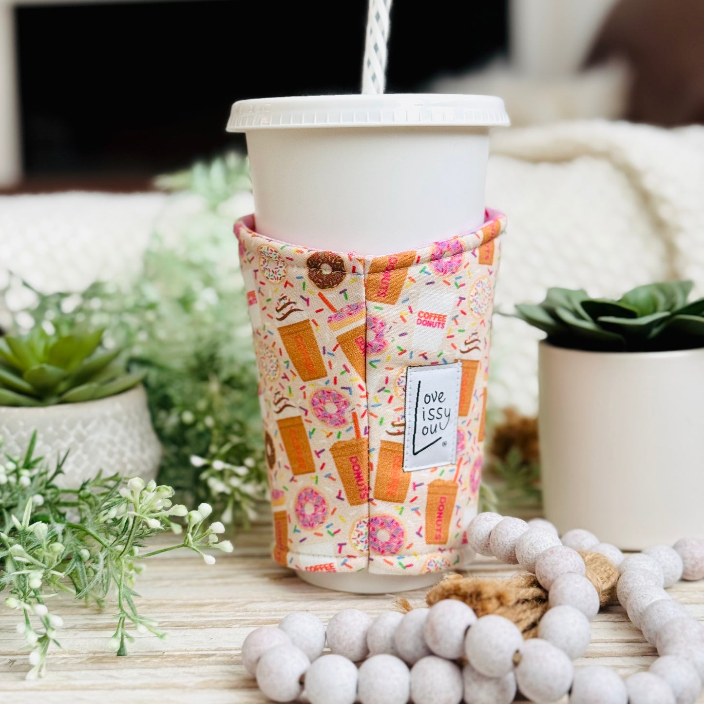 Donuts + Coffee| Handmade Reusable Cup Sleeve