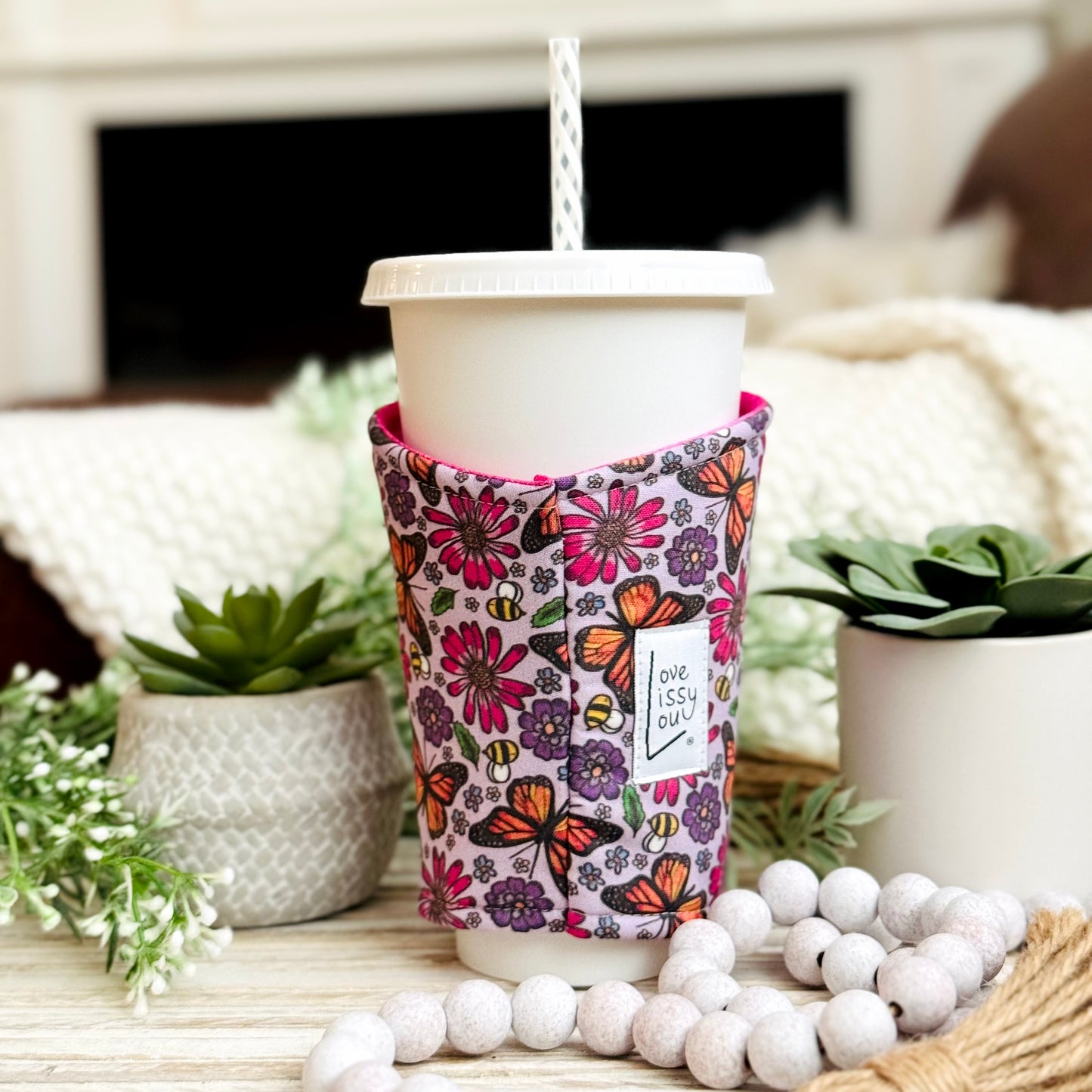 Butterflies | Handmade Reusable Cup Sleeve