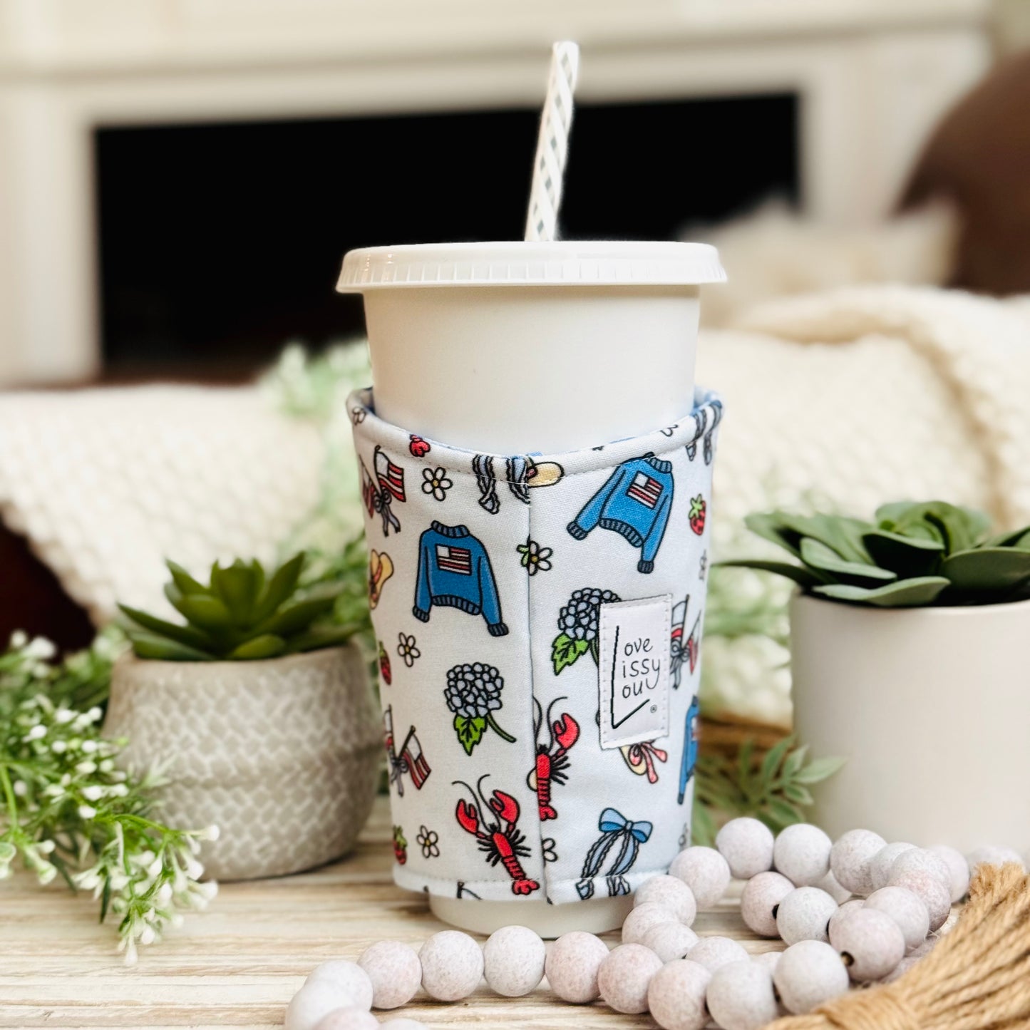 Coastal Americana | Handmade Reusable Cup Sleeve