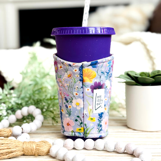 Wildflowers Iced Coffee Cozy | Handmade Reusable Cup Sleeve