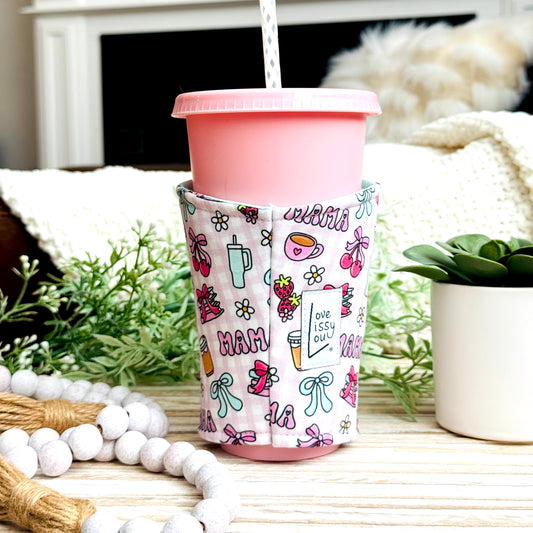 Mama Iced Coffee Cozy | Handmade Reusable Cup Sleeve