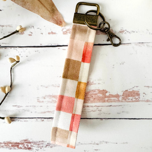 Watercolor Autumn Check | Keychain Wristlets