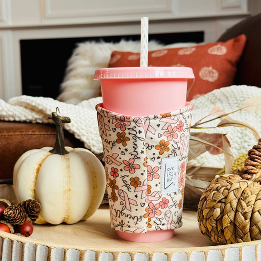 Pink Ribbon - Coffee Cozy