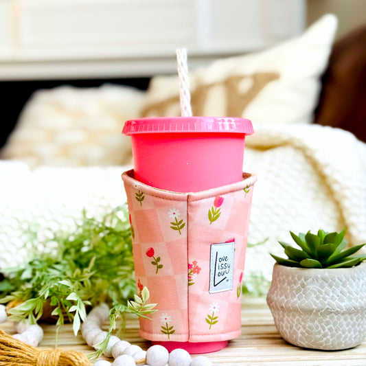 Checkered Tulips - Coffee Cozy