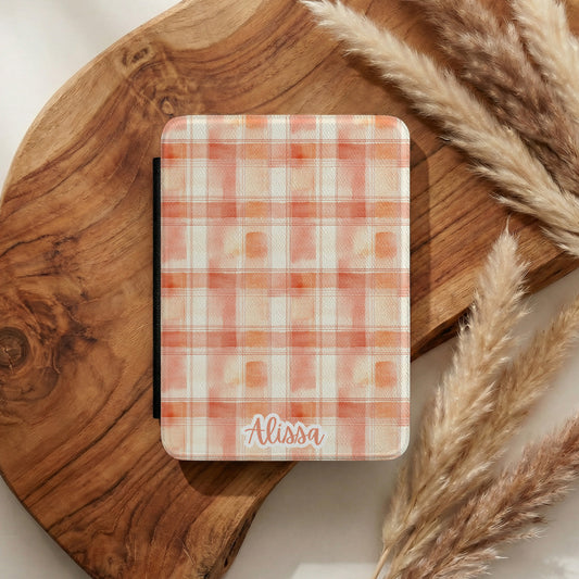 Watercolor Peach Plaid | Kindle Cases | Free Shipping + Personalization
