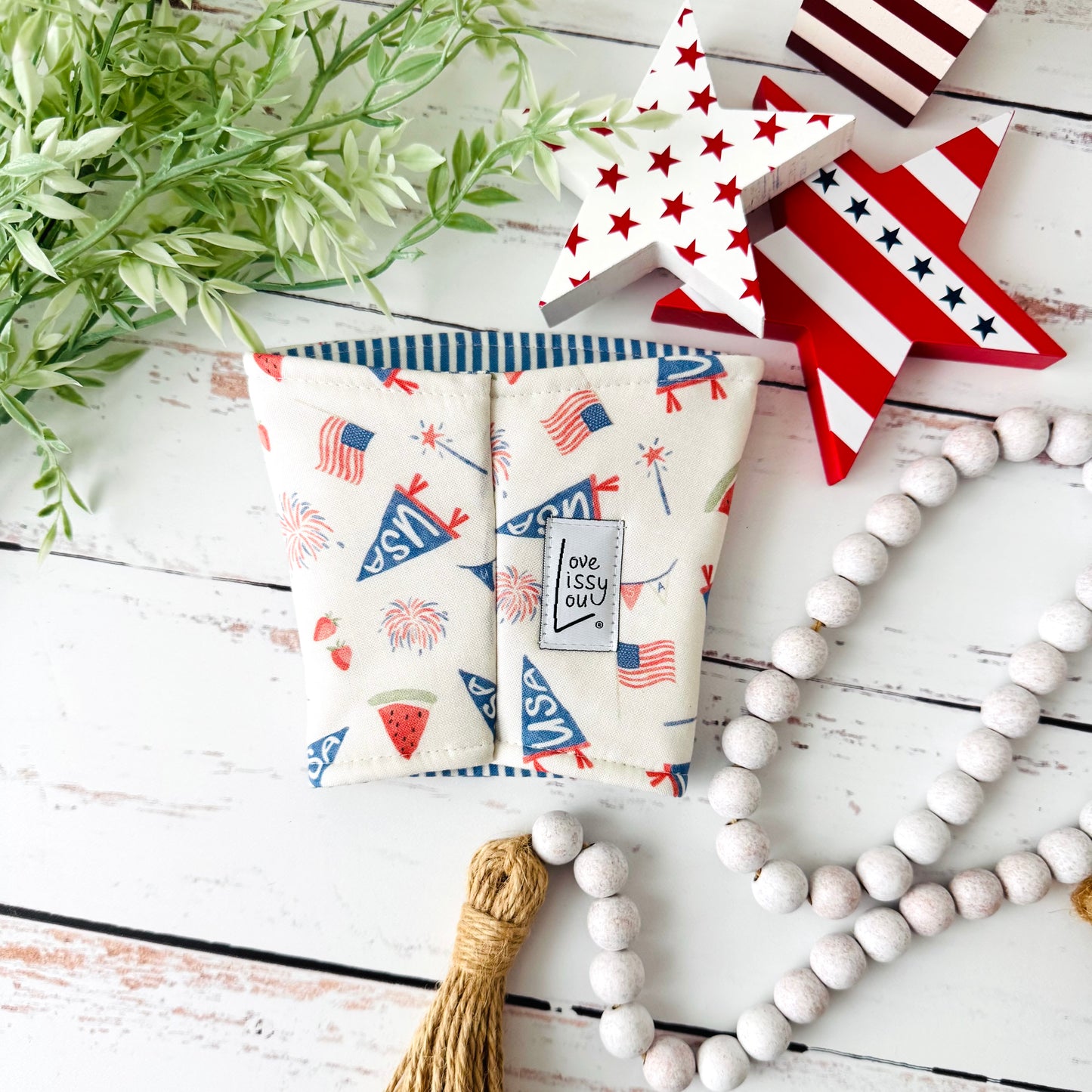 4th of July Iced Coffee Cozy | Handmade Reusable Cup Sleeve