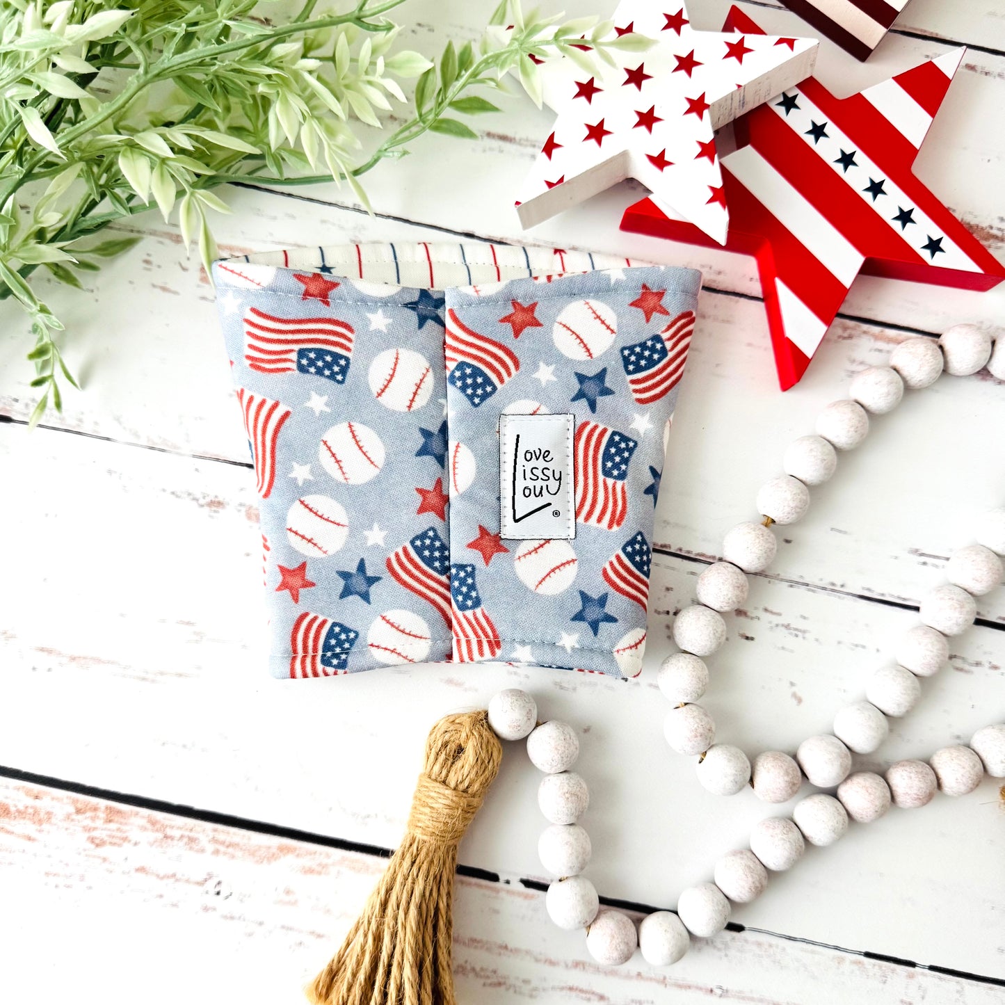 Home Run USA Iced Coffee Cozy | Handmade Reusable Cup Sleeve