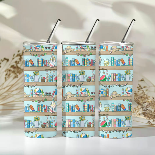 Summer Bookshelf | 20 oz Skinny Tumbler | Free Shipping