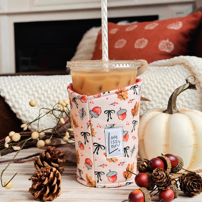 Acorns, Bows, + Leaves | Iced Coffee Cozy