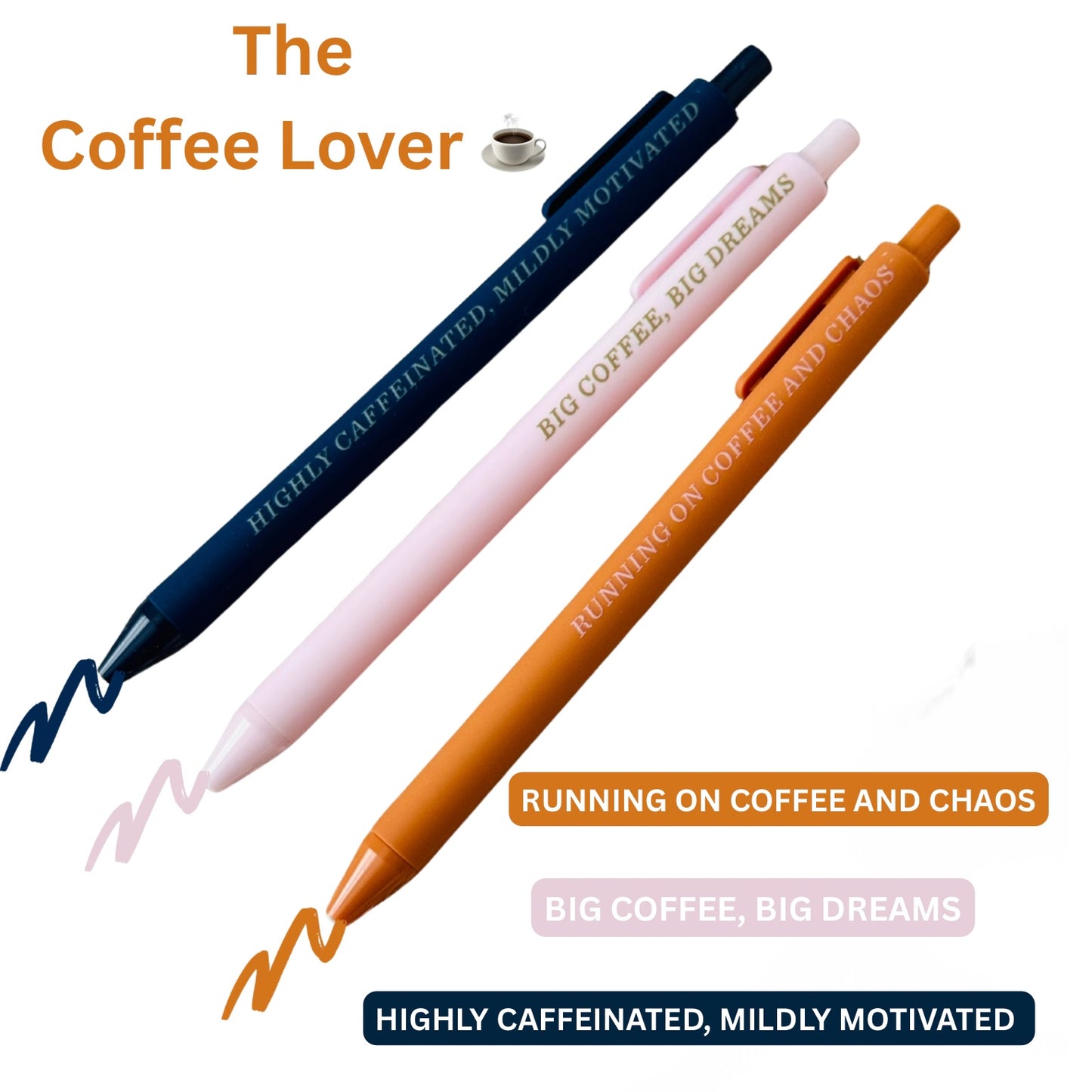 Coffee Lover Gel Pens | 3-Pack | Colored Ink