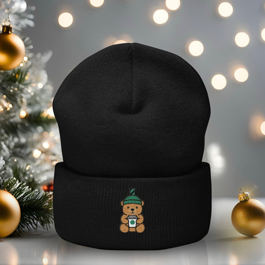 Teddy Bear Cup - Embroidered Beanie
