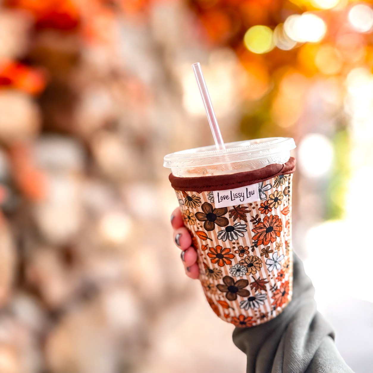 Fall Stripe Floral |  Coffee Sleeve