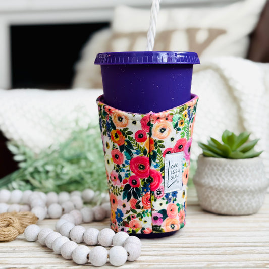 Watercolor Roses | Handmade Reusable Cup Sleeve