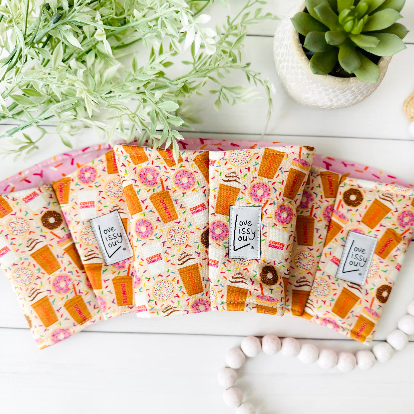 Coffee + Donuts Iced Coffee Cozy | Handmade Reusable Cup Sleeve