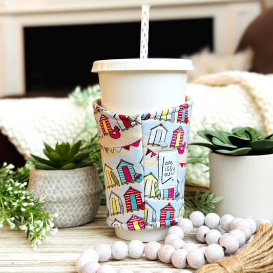 Beach Hut | Handmade Reusable Cup Sleeve