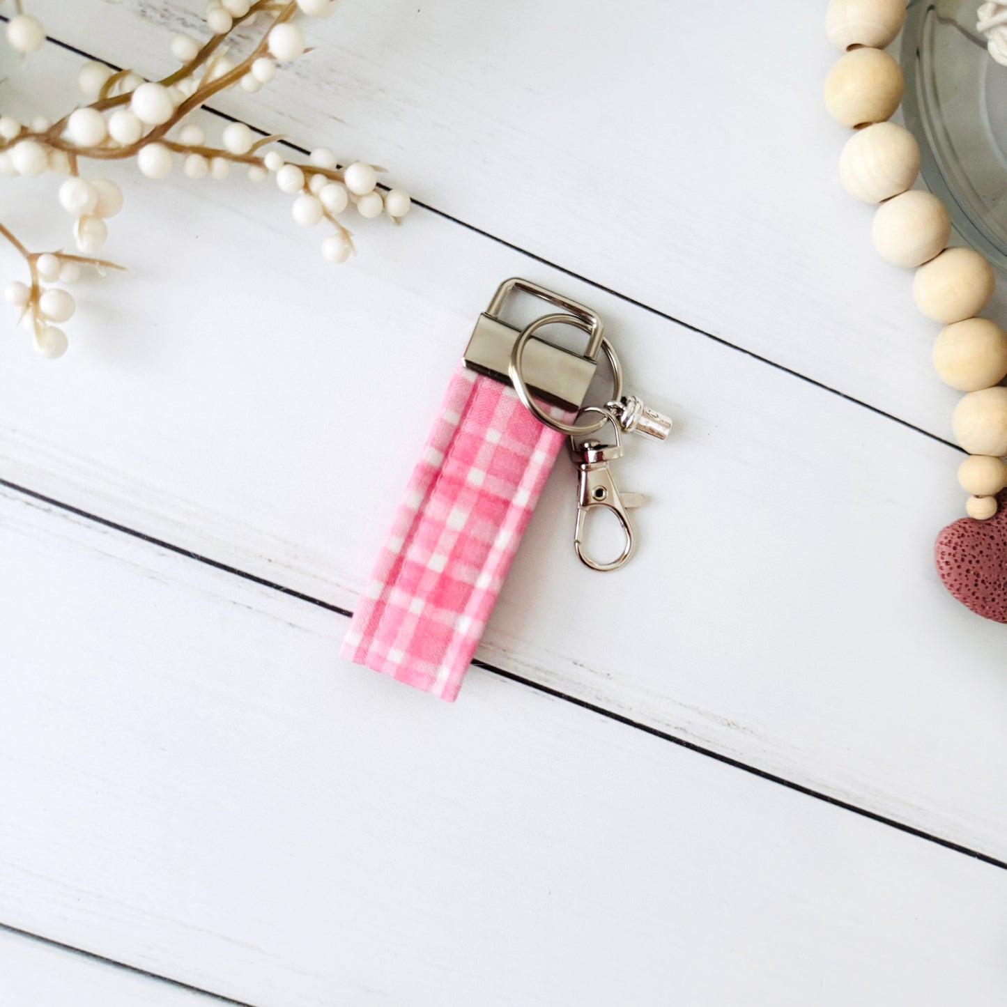 Pink Check - Keychain Wristlet + Minis