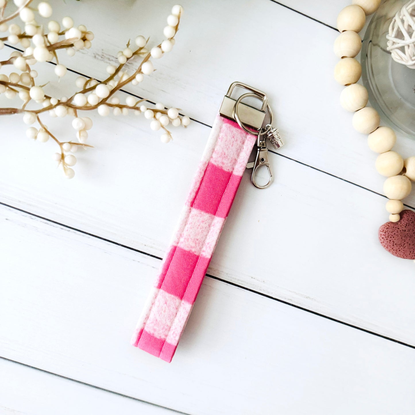 Bubblegum Gingham - Keychain Wristlet + Minis