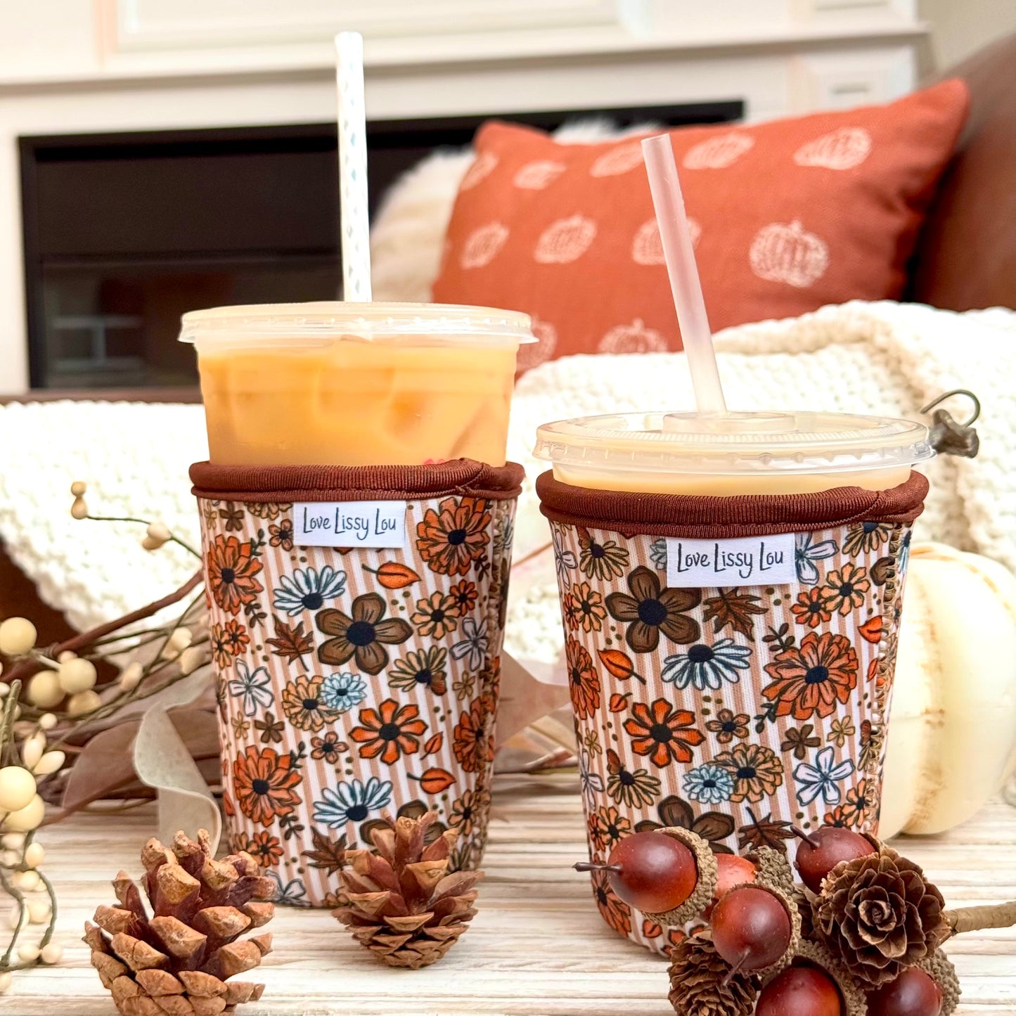 Fall Stripe Floral |  Coffee Sleeve