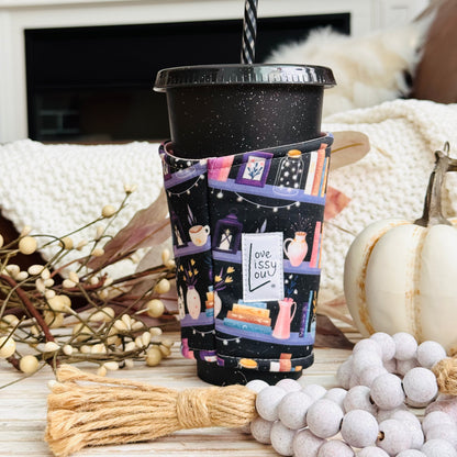Starlit Bookshelf | Handmade Reusable Cup Sleeve