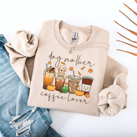 Dog Mother Coffee Lover - Crewneck Sweatshirt