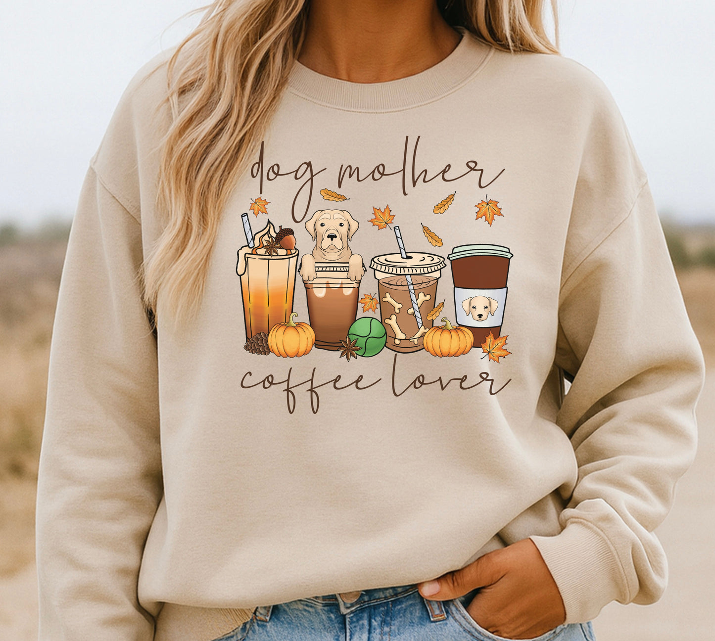 Dog Mother Coffee Lover - Crewneck Sweatshirt