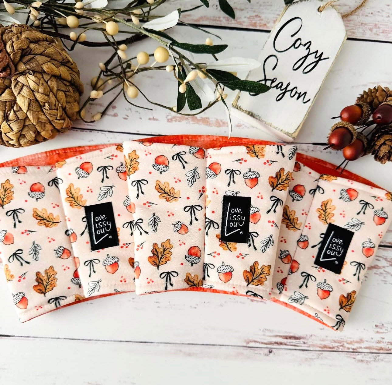 Acorns, Bows, + Leaves | Iced Coffee Cozy
