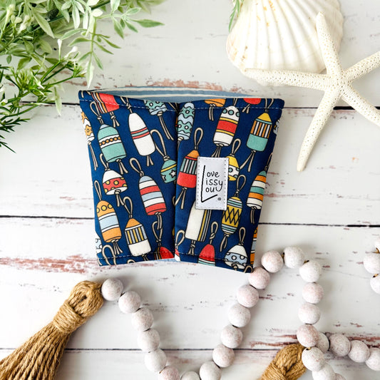 Lobster Buoy Iced Coffee Cozy | Handmade Reusable Cup Sleeve