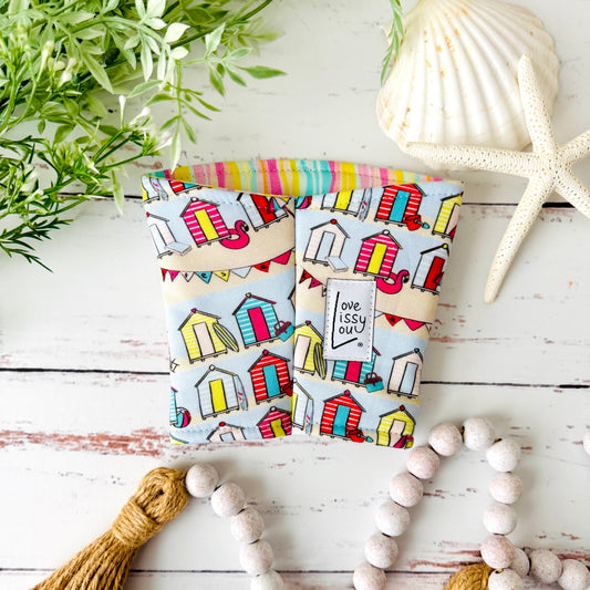Beach Hut Iced Coffee Cozy | Handmade Reusable Cup Sleeve