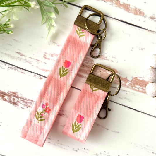 Checkered Tulips - Keychain Wristlets + Minis
