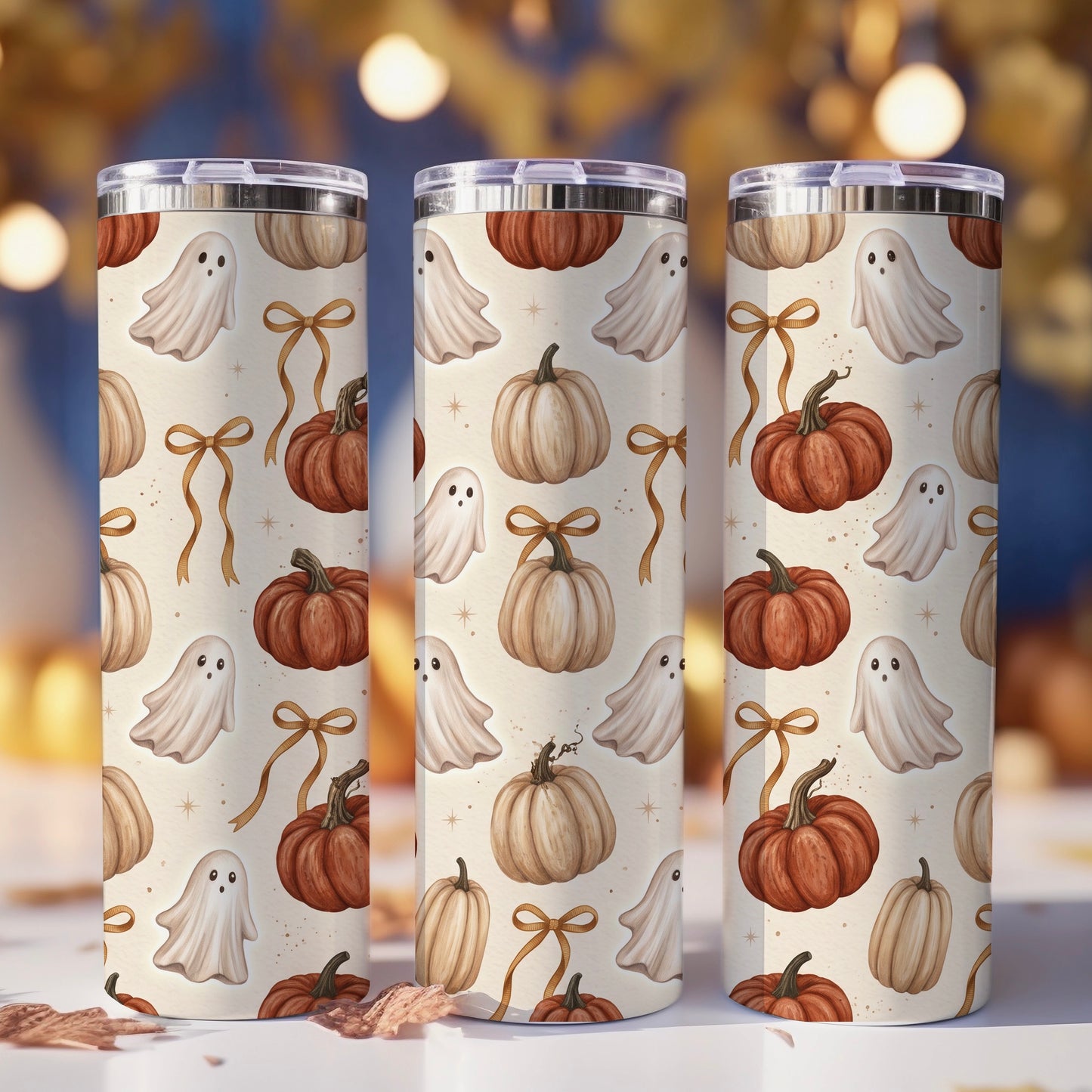 Ghosts + Pumpkins | 20 oz Skinny Tumbler | Free Shipping