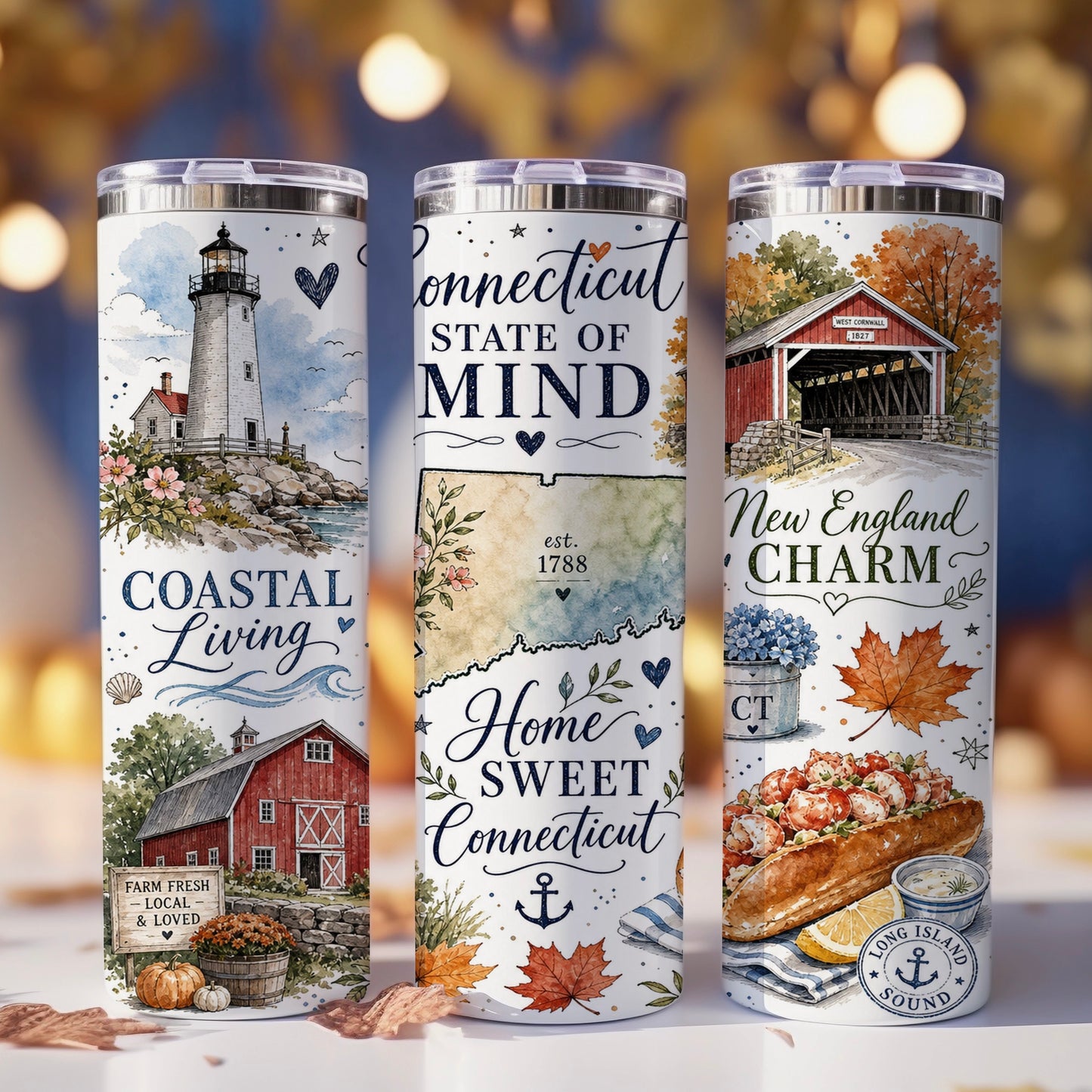 Home Sweet Connecticut | 20 oz Skinny Tumbler | Free Shipping