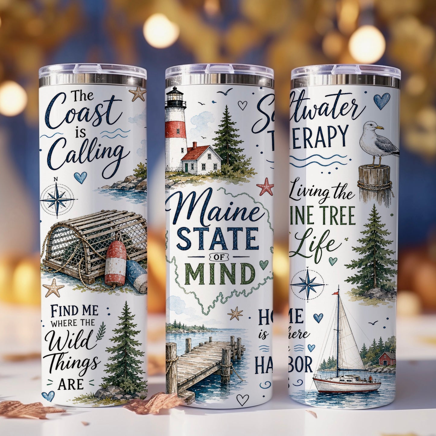 Maine State of Mind | 20 oz Skinny Tumbler | Free Shipping