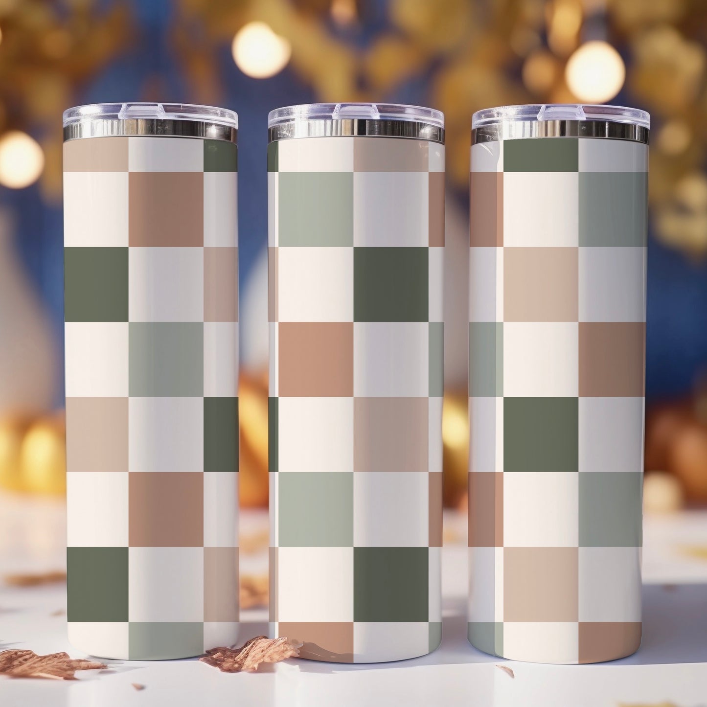 Boho Checker | Skinny Tumbler | Free Shipping + Personalization