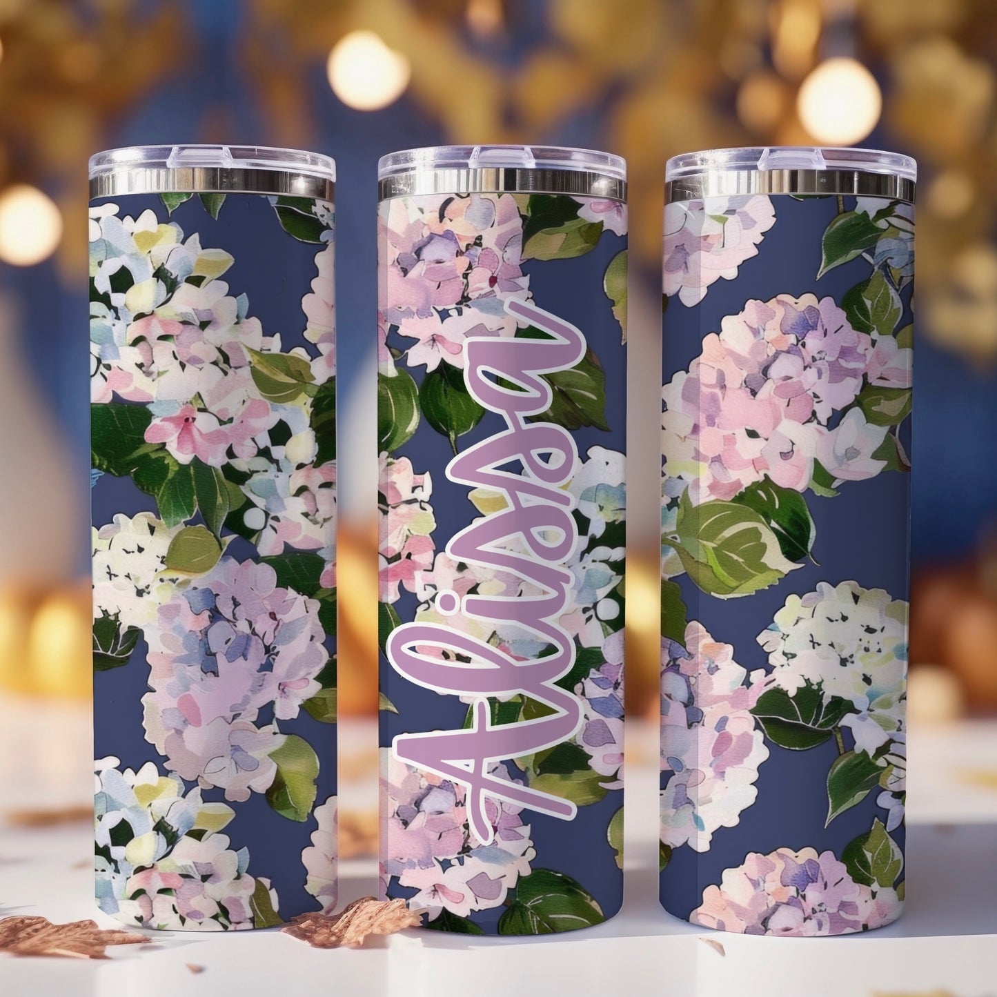 Hydrangea | Skinny Tumbler | Free Shipping + Personalization
