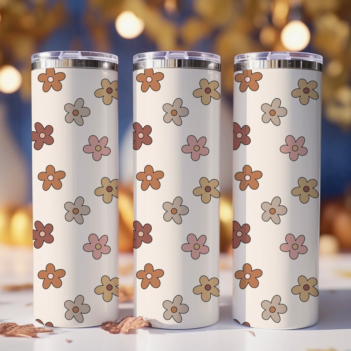 Retro Floral | Skinny Tumbler | Free Shipping + Personalization