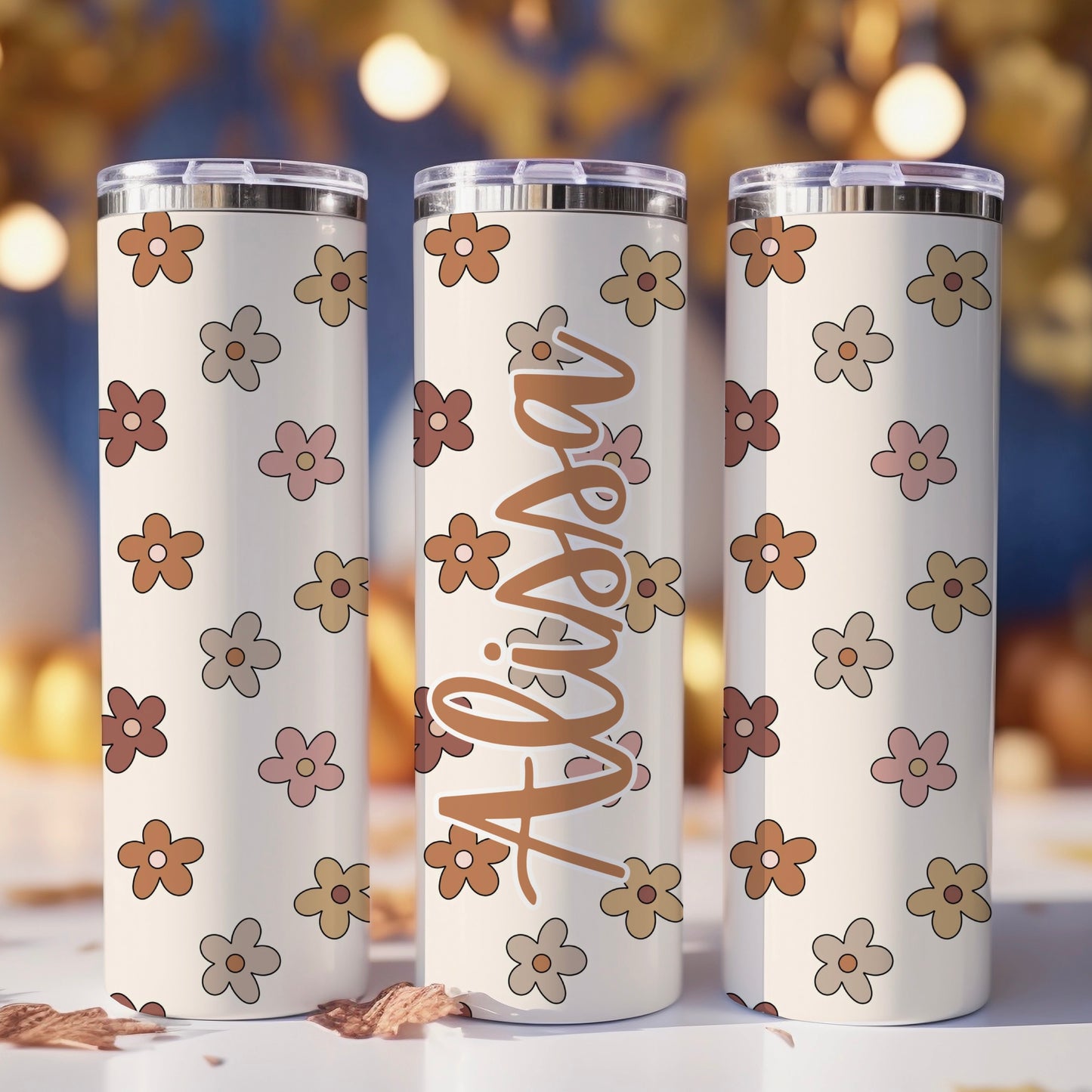 Retro Floral | Skinny Tumbler | Free Shipping + Personalization