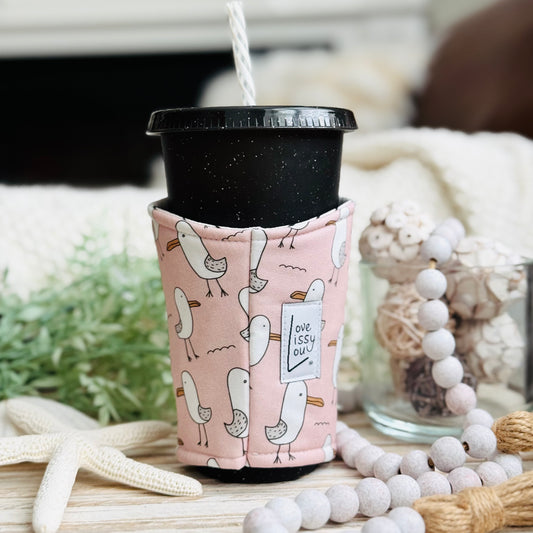 Baby Gull Iced Coffee Cozy | Handmade Reusable Cup Sleeve