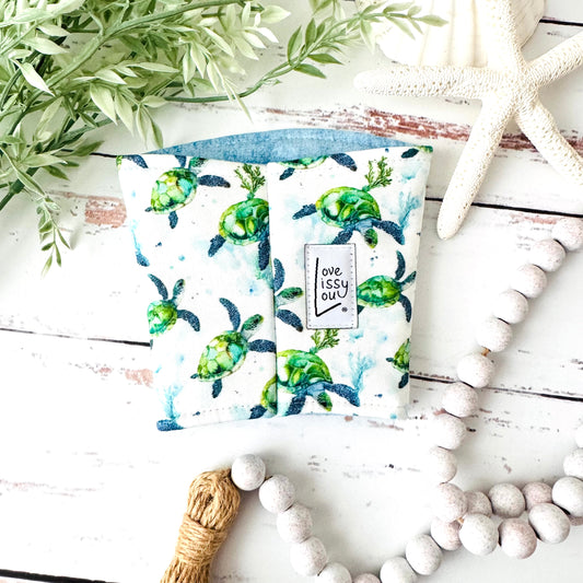 Sea Turtle Iced Coffee Cozy | Handmade Reusable Cup Sleeve