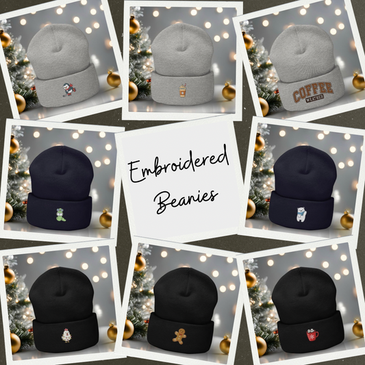 Cozy Winter Beanies- Embroidered Designs