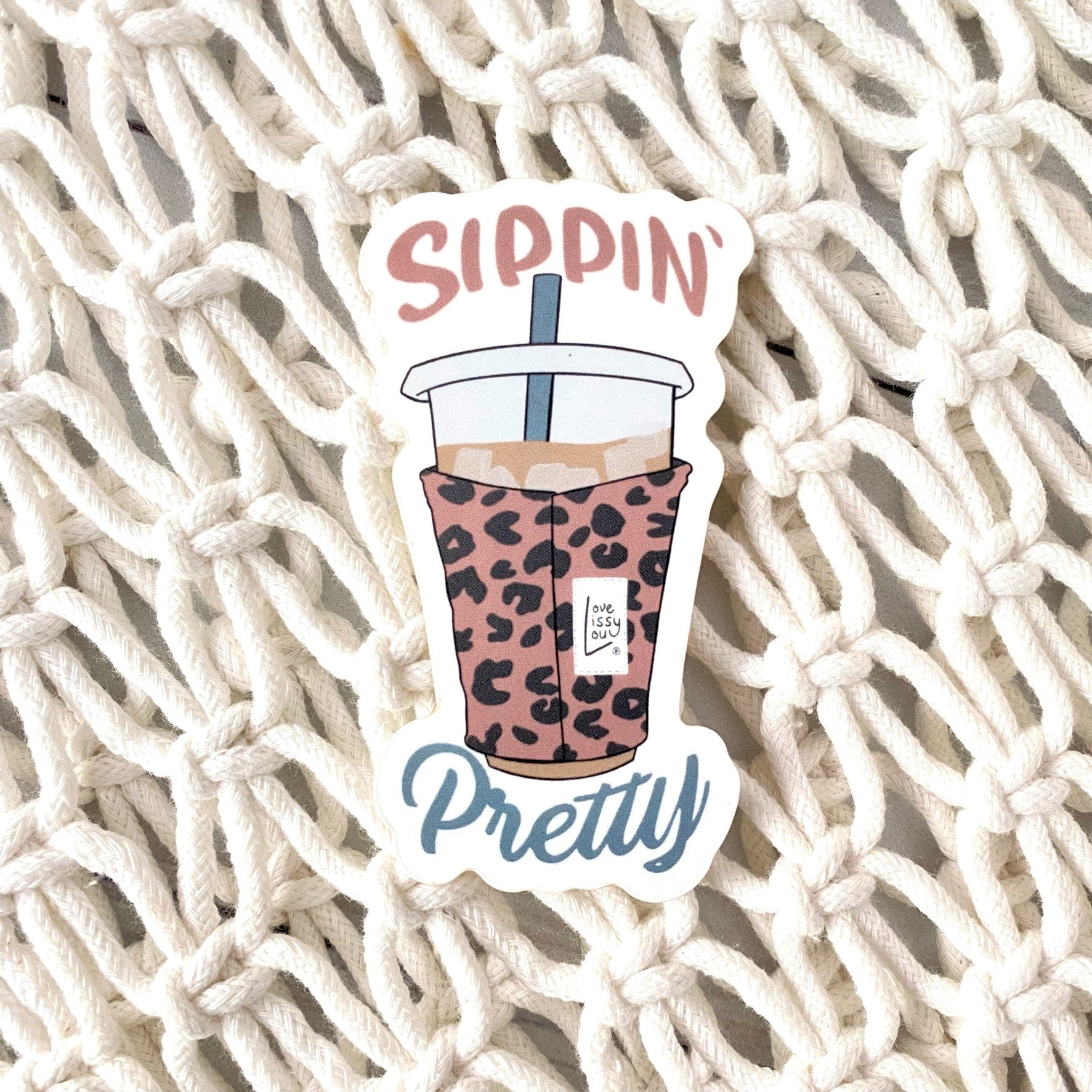 Leopard Sippin' Pretty Sticker